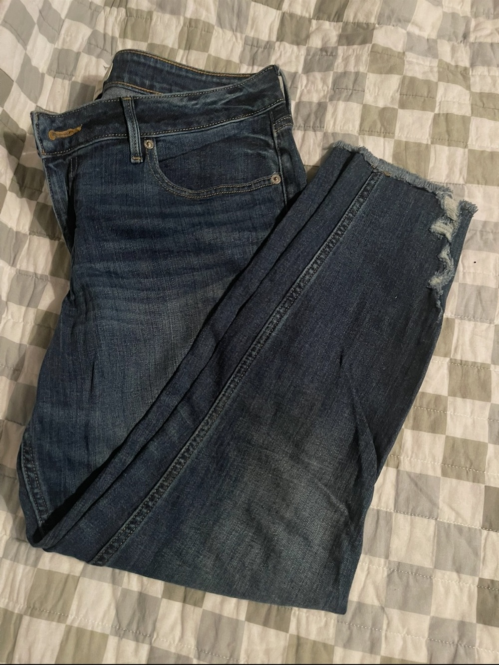 Maurices Dark Blue Frayed Hem Ankle Jeans